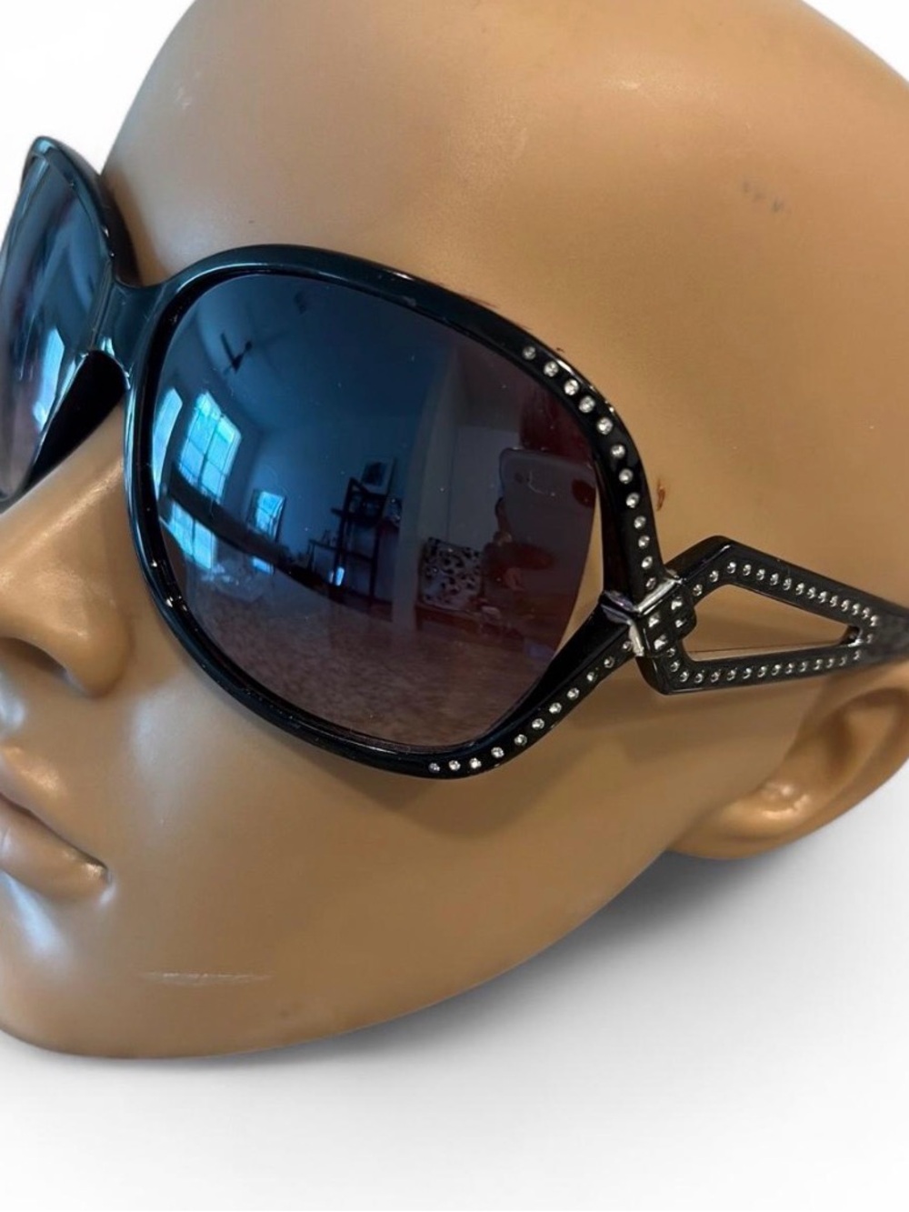 NWOT Black Crystal-Accent Oversized Women's Sunglasses NWOT